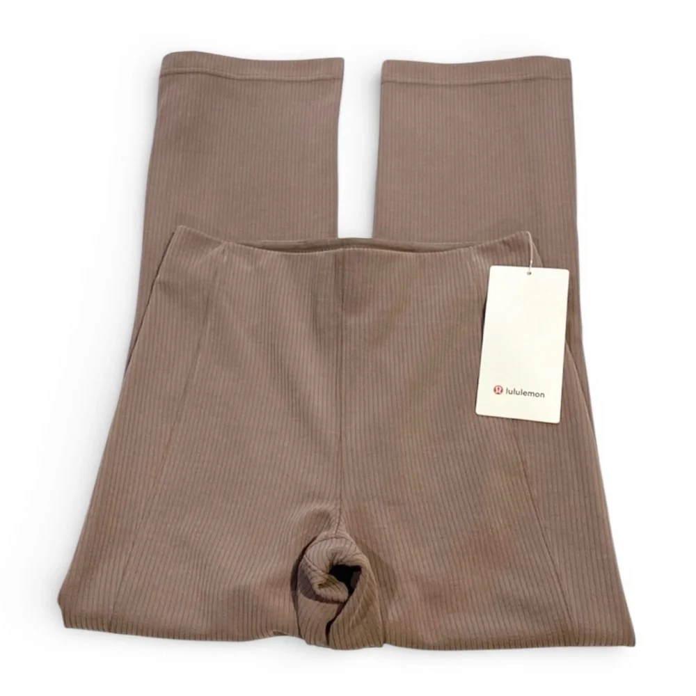 NWT Lululemon Ribbed Softstreme Zip-Leg High-Rise Cropped Pant 25" Taupetastic - Picture 7 of 14